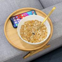 Tableta De Sofá En Madera Natural Clip-On Para Apoyar Bebidas Y Snacks Accesorio Práctico Para El Salón Compatible Con Control Remoto - details 2