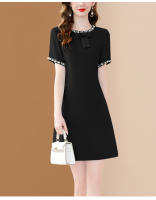 Vestido A-Line Elegante Para Mujer EVNISI Con Bordado En Flares Y Cuello En Escarf Oficina Moda Verano Cierre De Cremallera Longitud De Rodilla Polyester - details 7