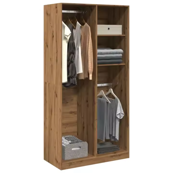 vidaXL Armario de madera contrachapada 100x50x200 cm en color Negro/Gris sonoma/Gris hormigón y más | almacenamiento funcional diseño moderno para baño dormitorio sala - 1