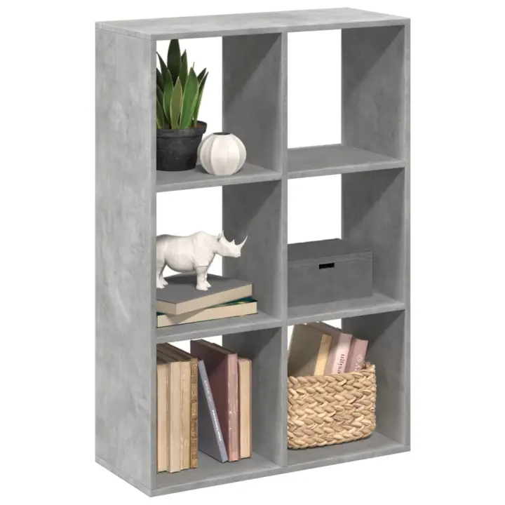 vidaXL Librería divisora madera ingeniería 69,5x29x103,5 cm en color Blanco/Madera antigua/Gris hormigón y más - 1