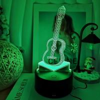 Lámpara De Ilusión Optica 3D Luz Nocturna Para Guitarra Con Toque Y Cambio De Color En 7 Tonos Para Ambiente De Dormitorio - details 2