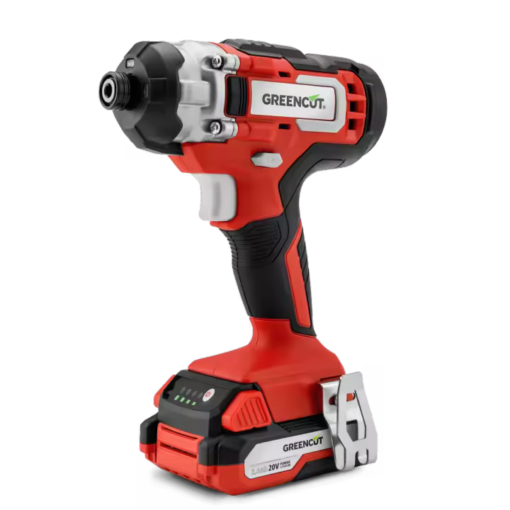 GREENCUT ATD200L - Taladro atornillador de impacto, batería de litio 20V, velocidad 3500rpm, portaherramientas 1/4”, pistola de impacto con batería y cargador incluidos, Luz LED y carga rápida, rojo - 1