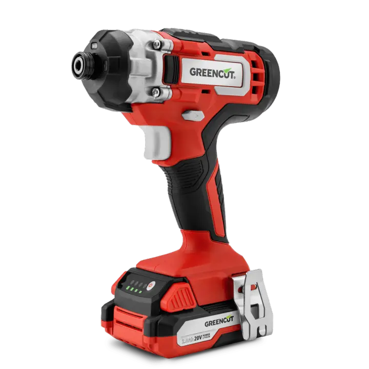 GREENCUT ATD200L - Taladro atornillador de impacto, batería de litio 20V, velocidad 3500rpm, portaherramientas 1/4”, pistola de impacto con batería y cargador incluidos, Luz LED y carga rápida, rojo - 1