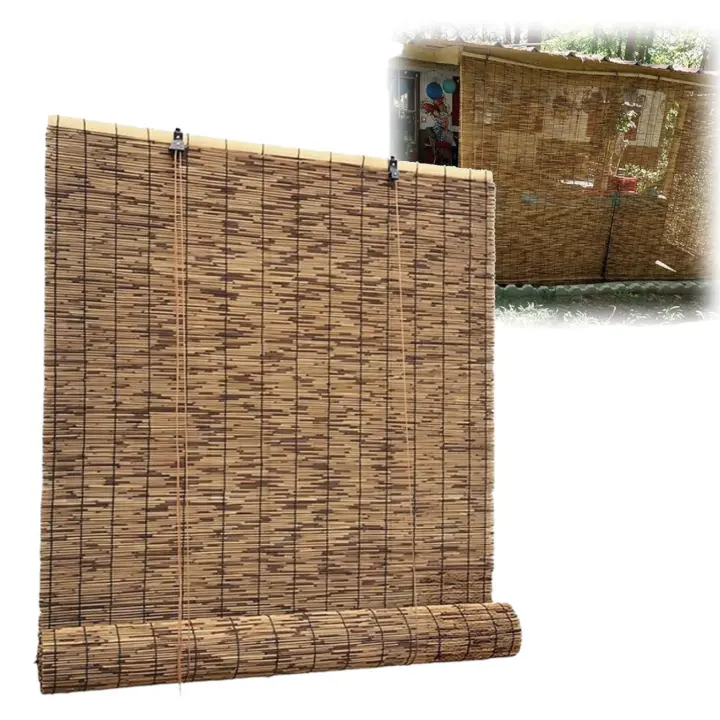 Estor enrollable efecto bambú,Persiana enrollable de Junco,Cortinas Opacas Transpirables Persiana Enrollable Para Ventanas,adecuadas para interiores y exteriores,variedad de medidas. - 1