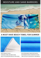 Toalla de playa de microfibra con diseño de delfín azul, ideal para natación, viajes, acampada y deportes. - details 2
