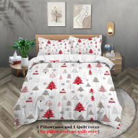 Juego De Cama Navideño 3 Piezas Con Patrón De Árbol De Navidad (1 Funda De Edredón + 2 Fundas De Almohada) Set De Algodón Suave Y Cómodo - details 0