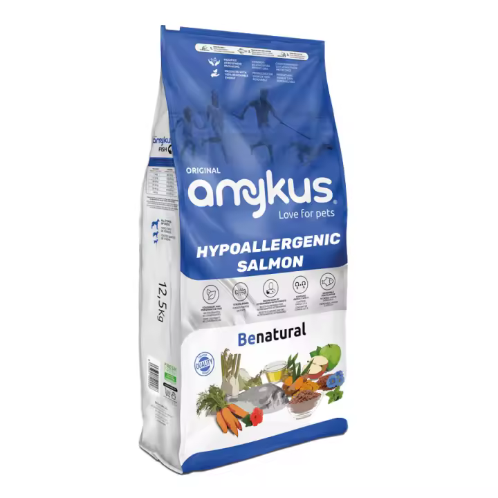 Amykus Gourmet Hypoallergenic Grain Free Salmon - Pienso para Perros Adultos hipoalergénico, sin Cereales, de Salmón - 1