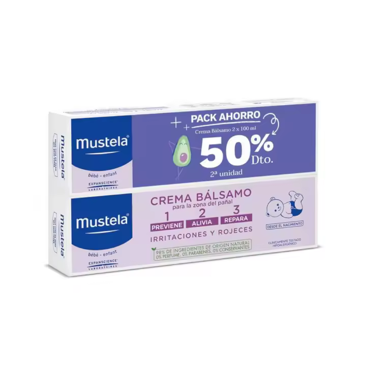 Mustela Pack Ahorro - Crema Bálsamo 1 2 3 para ña zona del pañal -  2 x 100 ml - 1