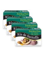 Zamburiñas en Salsa de Vieira Ría de Santoña Pack de 4 Latas de 111grs - Disfruta de la mejor calidad y sabor en cada bocado, con una receta tradicional y artesanal que realza cualquier plato. - details 0