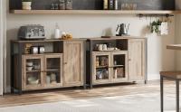 VASAGLE Aparador, Armario de Cocina, Armario de Almacenaje, con 3 Puertas, para Salón, Cocina, Comedor, 33 x 110 x 75 cm, Estilo Casa de Campo, Marrón Rústico y Negro/Marrón Roble y Negro Tinta - details 1