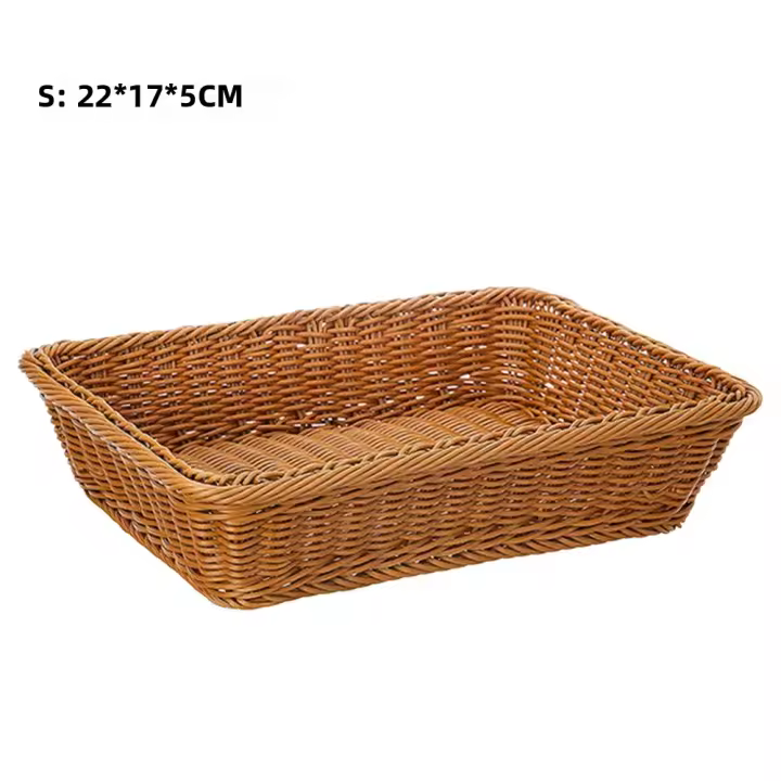 Cesta De Almacenamiento De Rattan Tejida a Mano Rectangular Tenedor De Paja Para Picnic Cesta De Pan Comida Fruta Pasteles Plato Caja De Sundries Organizador De Cocina - 1