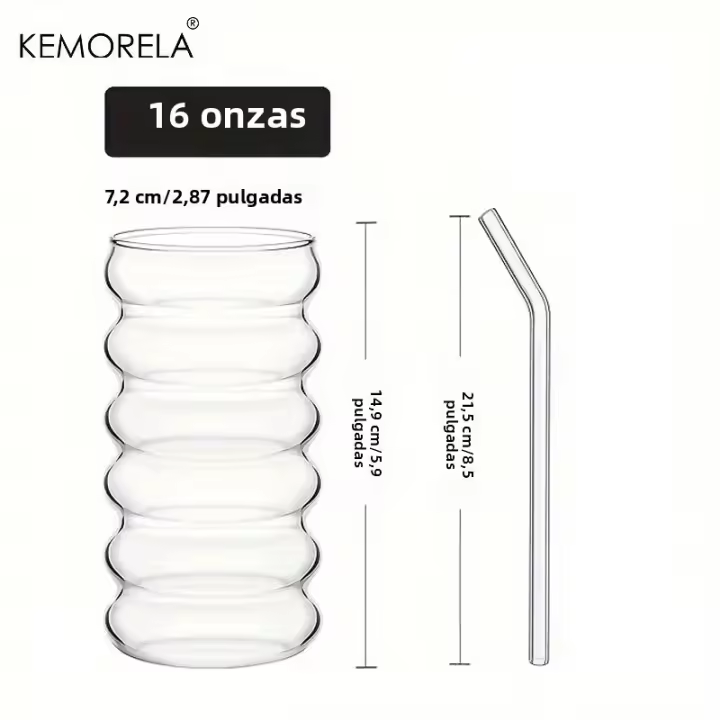 Vasos De Bebida En Forma De Onda 500ML Con Palillos Vintage Copas De Vidrio Para Vino Champaña Cóctel En Pack De 1/2/4PCS - 1