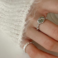 Anillo De Bambú De Jade Hetian Lácteo Platinado En Plata De Ley 925 Para Mujer Y Niña Regalo Joyería Vintage Irregular - details 0