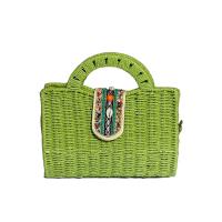 Bolso de mano de paja tejido de mimbre de ratán con asa de bambú de imitación para mujer, para verano, playa, con bandolera, colores a elegir - details 5