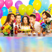 Mantel Desechable Láser Rectangular De Aluminio Arcoíris Para Decoración De Cumpleaños Y Bodas 1 Pieza Moderno Estilo Plástico - details 5