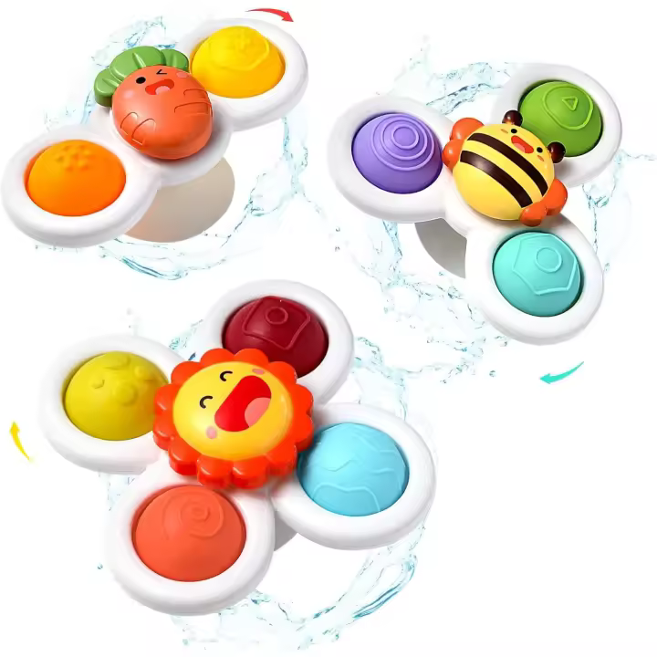 Piezas de juguetes giratorios con Sucker de hoyuelos simples, Educación temprana, juguetes de baño sensoriales/con peonza, los mejores Regalos para Bebés, niños y niñas - 1