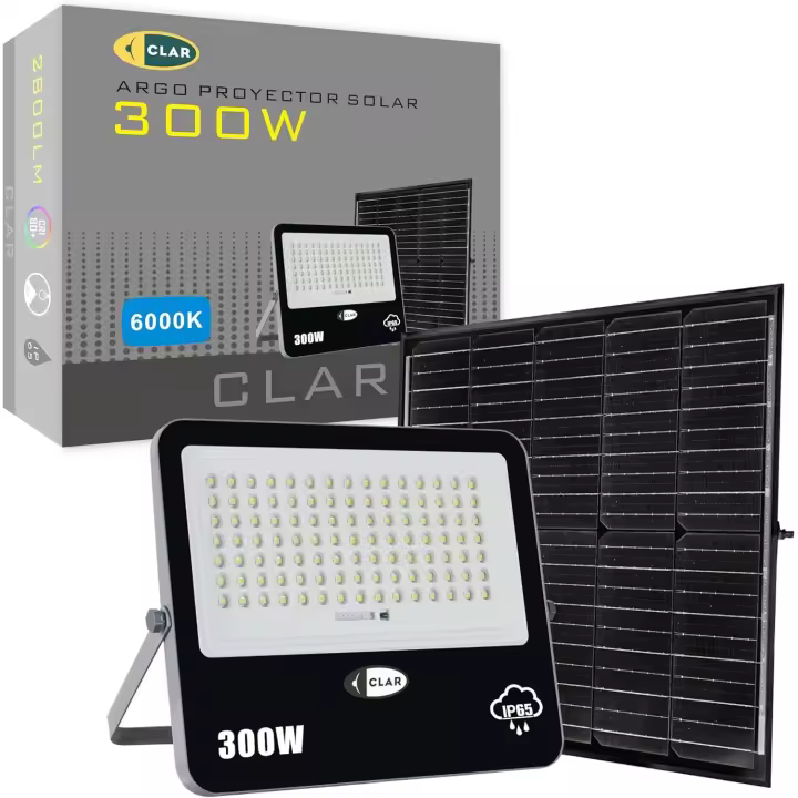 CLAR - Focos Led Exterior Solares, Luz Solar, Focos Solares Para Exterior, Foco Led Exterior Solar, Focos Solares Exterior, Luz Solar Exterior Potente, Lampara Solar Exterior Jardin, 300W (Pack 1) - 1