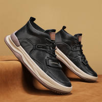 Botas De Cuero Para Hombre Casual Transpirables Antideslizantes Alta Top Non-slip Zapatos De Caminar Comodidad Interior Talla Verdadera - details 10