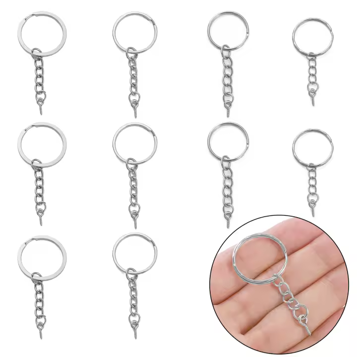 10pcs Anillos De Hierro Para Dough Twists Llavero Con Cadena Lanyard Y Un Solo Anillo Accesorios DIY De Metal Para Manualidades - 1