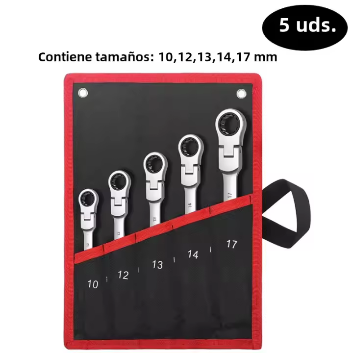 Juego De Llaves De Encaje Con Cabeza Flexible En Acero Cromo Vanadio Herramientas Manuales De Combustible Para Reparación De Coches Kit De Llaves Y Destornilladores Métricos 8mm-19mm - 1