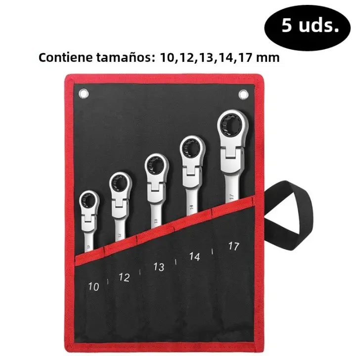 Juego De Llaves De Encaje Con Cabeza Flexible En Acero Cromo Vanadio Herramientas Manuales De Combustible Para Reparación De Coches Kit De Llaves Y Destornilladores Métricos 8mm-19mm - 1