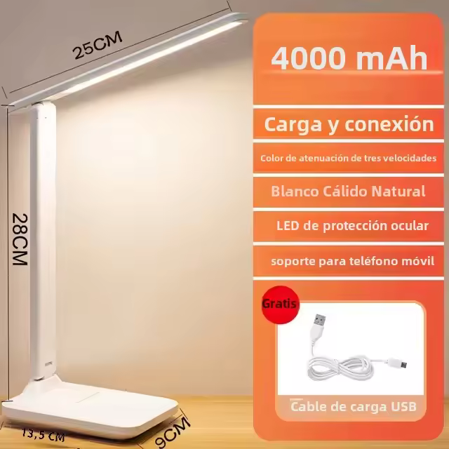 Lámpara De Escritorio LED Con Luz De Lectura Recargable USB 4000mAh Protección Para Los Ojos Táctil Ajustable Para Dormitorio Y Estudio - 1