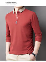 Camisa Polo Casual Para Hombres Con Rayas Y Cuadros Manga Larga Estilo Solido Moda Top De Cuello Redondo Material De Algodón - details 8