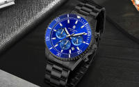 Reloj De Hombre SAPPHERO En Acero Inoxidable Dorado Con Cronógrafo Y Calendario Resistente Al Agua Pantalla Analógica-Digital Estilo Casual - details 5