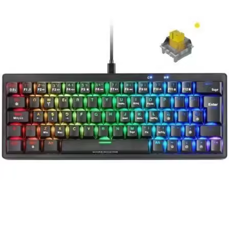 Teclado Gaming Mecánico Mars Gaming MKMINIPRO/ Switch Amarillo - 1