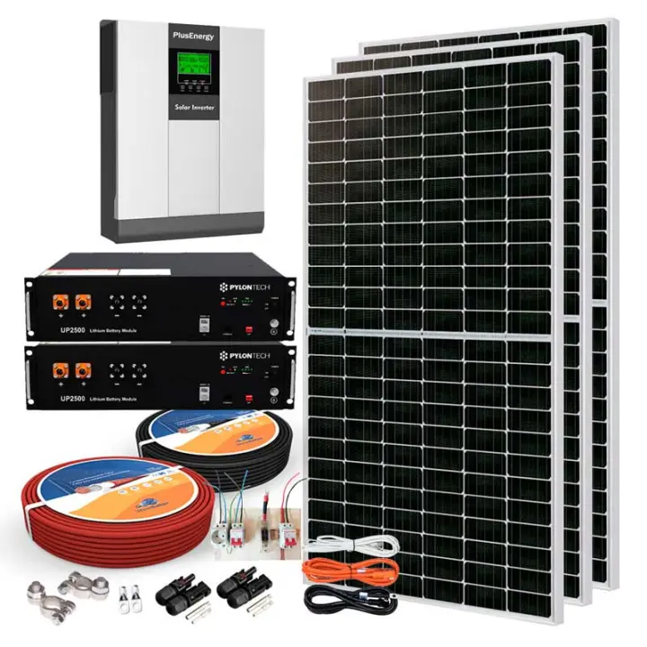 Plusenergy - Kit Solar 24V 1200W Inversor Híbrido con Batería de Litio - 1