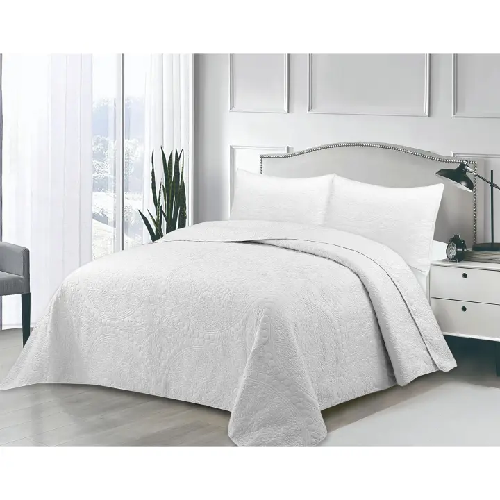 Novotextil - Colcha Boutí Bordada Artesanal Cama 90 a 150 para Verano y Entretiempo – Cubrecamas con una calidad excelente. Tejido Interior 100% Algodón y Exterior 100% Microfibra Suave – Incluye Fundas Almohada. Confort y Decoración de dormitorio - 1