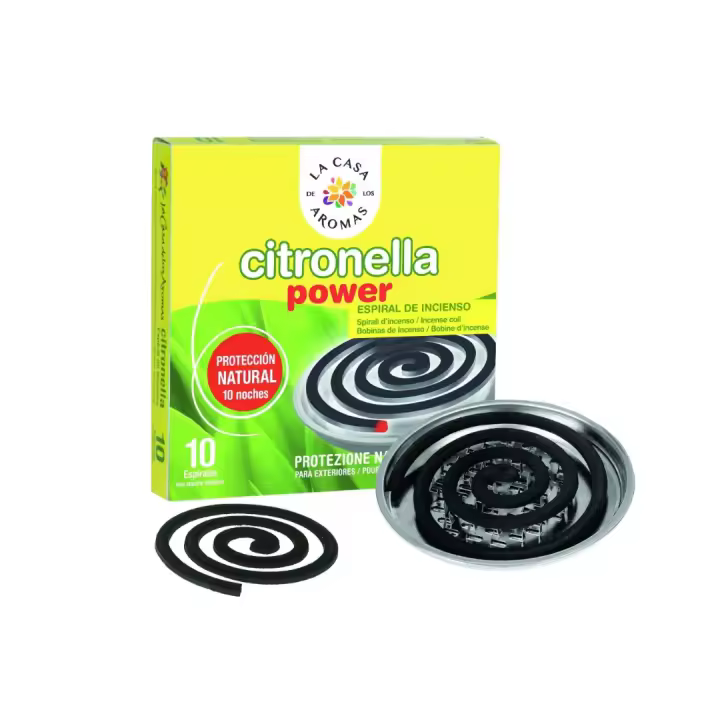 Citronela Espiral de Incienso La Casa De Los Aromas - Pack de 3 x 10 Espirales Naturales - Protección Eficaz y Duradera contra Insectos - Incluye Bandeja Metálica Reutilizable - Ideal para Jardines, Terrazas y Espacios al Aire Libre - 1