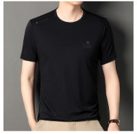 Camiseta De Hombre De Marca Alta Con Estampado De Letras Verano Nuevo Ice Silk Casual O-Neck Sin Costuras Transpirable Para Uso Diario - details 8