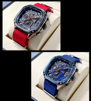 Reloj De Cuarzo Para Hombre MEGIR Negro Resistente Al Agua Con Cronógrafo Y Manos Luminosas Correa De Acero Inoxidable Dial Cuadrado - details 18