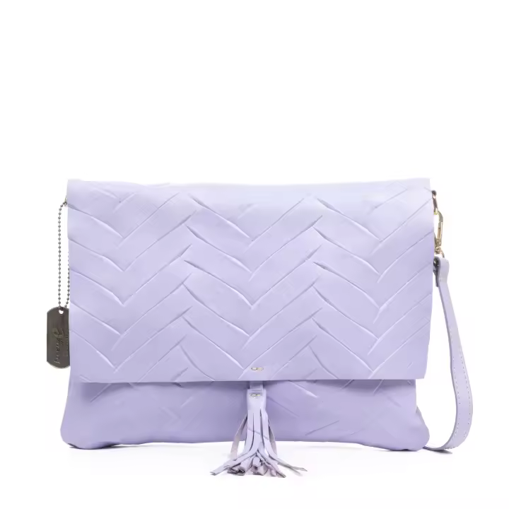 FIRENZE ARTEGIANI Arese bolso bandolera mujer. Piel auténtica Sauvage grabado espiga. Fabricado en Italia 30x3x23 Cm. Color: Violeta - 1