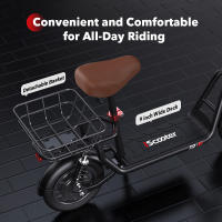 iScooter i12 Patinete eléctrico con asiento y cesta trasera, motor de 500W, batería de 36V 7.5Ah, neumático neumático de 12 pulgadas, velocidad máxima de 25km/h, alcance máximo de 35km, frenos de disco dobles, absorción de impactos doble - details 8