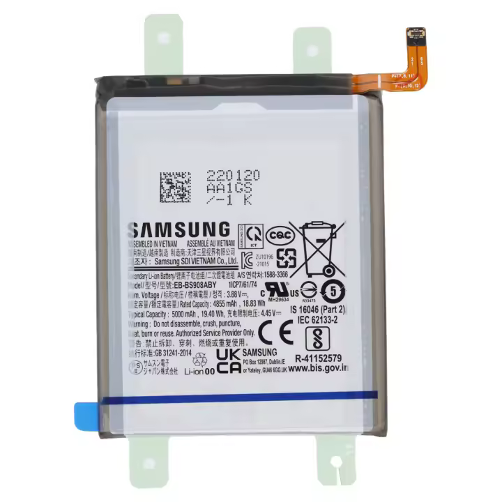 Batería Original Samsung EB-BS908ABY para Samsung Galaxy S22 Ultra  5G - Capacidad 5000 Mah - Service Pack - 1