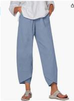 Pantalones bombachos Holgados de Lino y Algodón para Mujer, pantalón informal, Talla Grande, Verano, Fashion Irregular, informal, High Belt, elástico Belt, rectos, suelta, pantalones Cargo de Verano para Mujer - details 14
