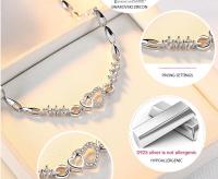 Pulsera de Zirconio Cristal Morado y Corazón de Plata 925 Joyería de Encanto para Mujeres Gift de Pulsera de Charme - details 1