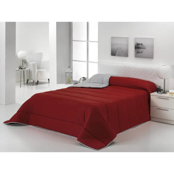 DONEGAL COLLECTIONS - Edredón Nórdico Bicolor Reversible 2 en 1 para Cama - Granate / Gris - Fabricado en España - 1