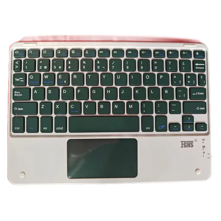 FGNS Teclado Inalámbrico Español Ñ con Panel Táctil， Teclado con TouchPad Bluetooth Inalámbrico de 10 Pulgadas Multi-función, [Español] QWERTY español, para Tablet/Pad/TV/Ordenador, - 1