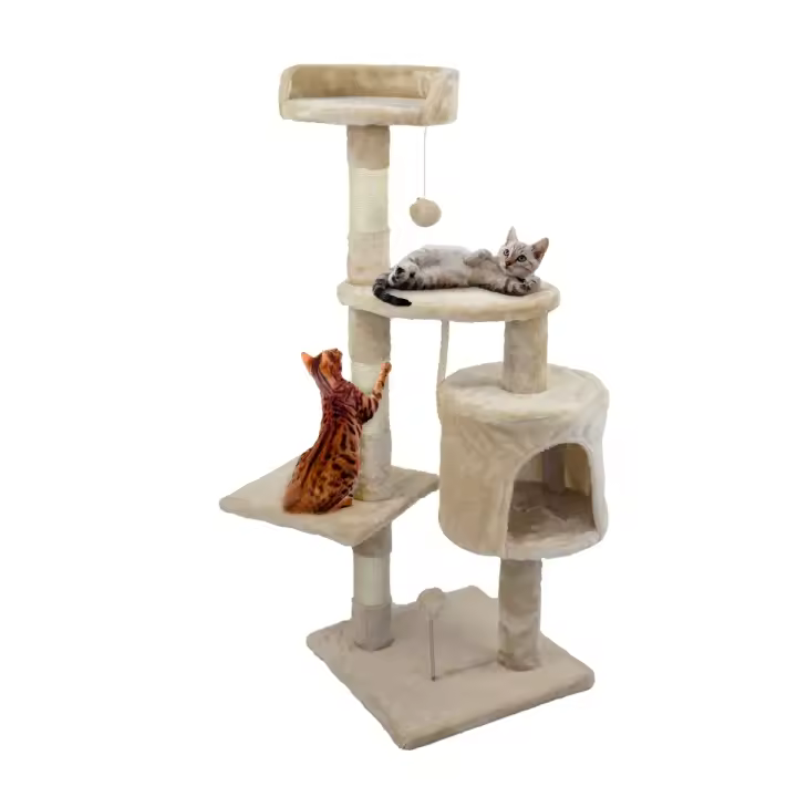 Rascador árbol para Gatos Mobiclinic Modelo Silvestre Mediano para Escalar 3 Alturas Soporta hasta 10 kg Torre para gatos con Plataformas y refugios Juguete Desestresante Cuerda de sisal Gris - 1