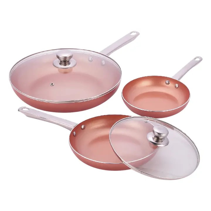 Lolek Set de 3 Sartenes de Cerámica Antiadherentes con Tapas - 1