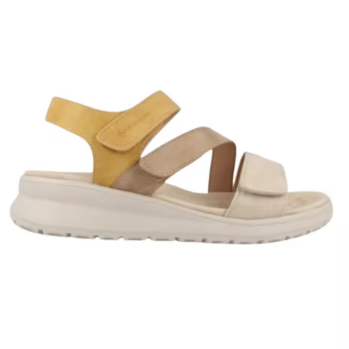 Amarpies sandalia confort con velcros para mujer abz28637 color mostaza - 1
