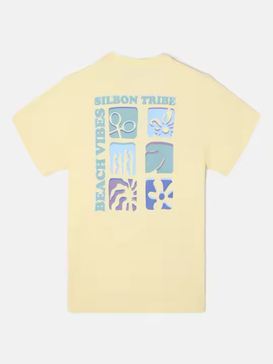 Silbon - Camiseta iconos beach vibes amarilla - 1