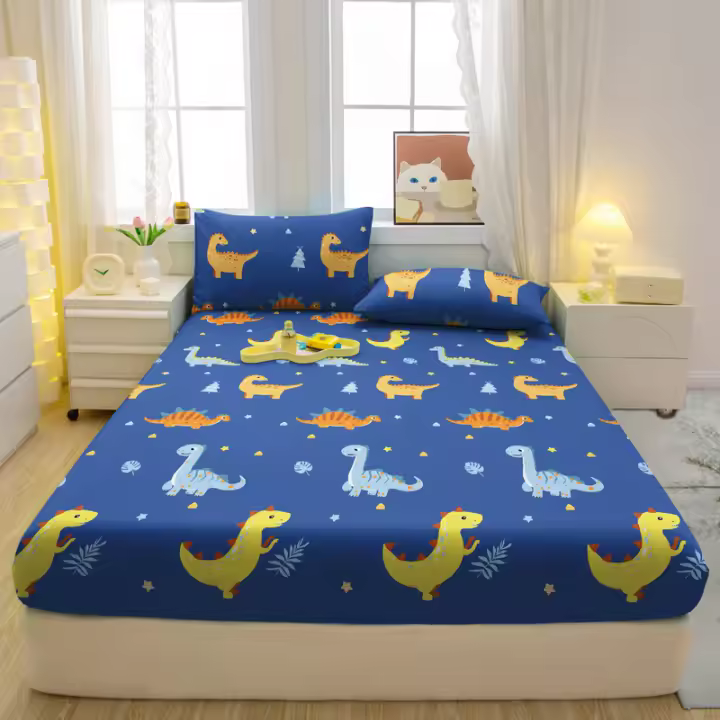 Sábana Ajustable De Seda Matte Con Estampado De Animales Divertidos Para Dormitorio Sin Almohadillas De Colchón - 1