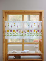 Cortina Corta De Tule Con Bordado De Flor Pequeña Para Cocina Y Sala De Estar Bloqueo De Luz Partición De Armario Cortinas Pequeñas - details 3