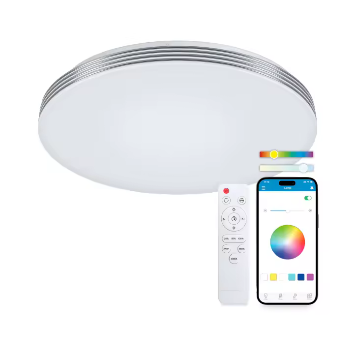 Plafón SmartLED KSIX Boreal, RGBIC + CCT, Diámetro 38,5 cm, 5.600 lm, 52 W, App iLink, Blanco - 1
