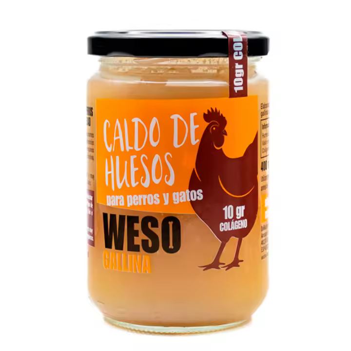 Weso Caldo de Huesos de Gallina Para perros y gatos 400 ml Salud digestiva y apoyo articular - 1