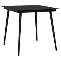 vidaXL Mesa de comedor de jardín acero y vidrio negra en dimensiones 80 x 80 x 74 cm/150 x 80 x 74 cm | estructura resistente ideal para salón dormitorio o estudio - details 0